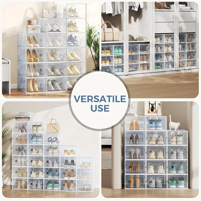 DUMOS Shoe Storage Boxes, 15 Pack Stackable Clear Shoe Containers - Image 4