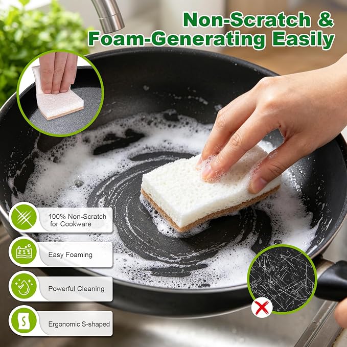 HOMEXCEL Kitchen Dish Sponges, 24 PK Non Scratch Natural Sponge - Image 3