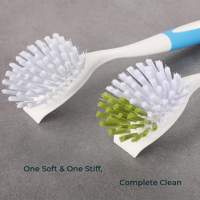 Dish Brush with Long Handle for Kitchen Sink Pot Pan Cleaning, 2 Pack | Plastic - Image 2