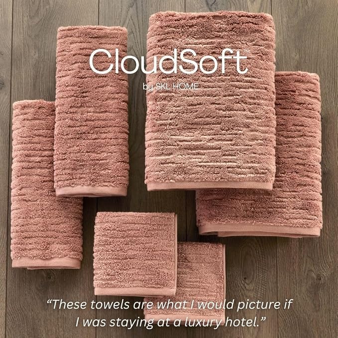 SKL Home CloudSoft Washcloth Set, 100% Cotton Luxury, Clay | Premium spa-level - Image 6