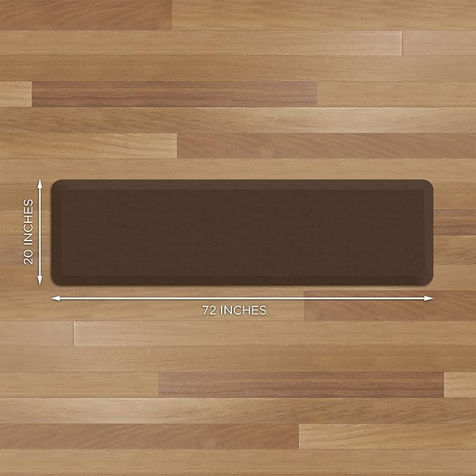 NewLife Anti Fatigue Nonslip Mat: Hard Floor Utility Mats for Garage, Patio and Kitchen - 20" x 72" x .5" - Vintage Leather Rustic Brown