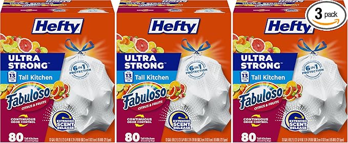 Hefty Ultra Strong 13 Gallon Trash Bags, Tall Kitchen Trash Bags 13 Gallon Size by Hefty