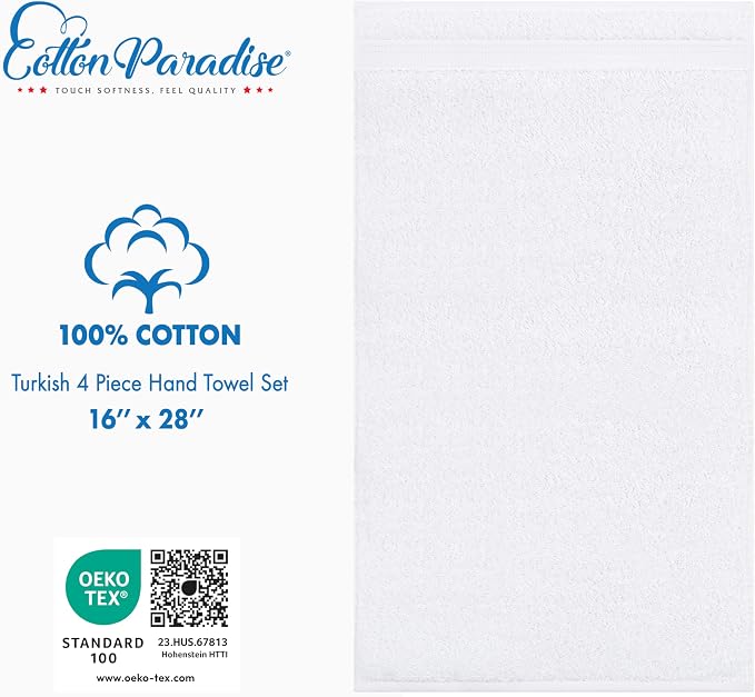 Cotton Paradise 100% Cotton Turkish Towel Set, Soft Absorbent Quick Dry - Image 4