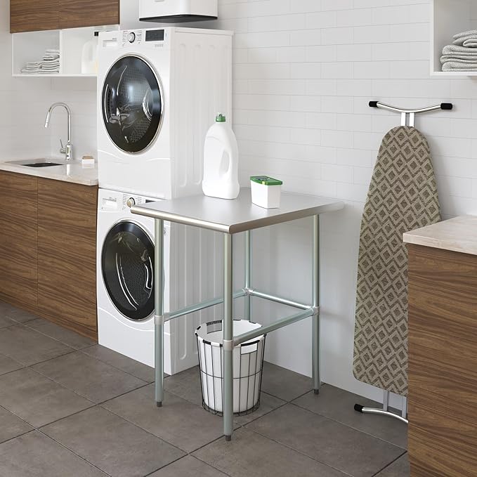 AmGood Stainless Steel Work Table Open Base | NSF | Laundry Garage Utility Bench (24" Long X 30" Deep)