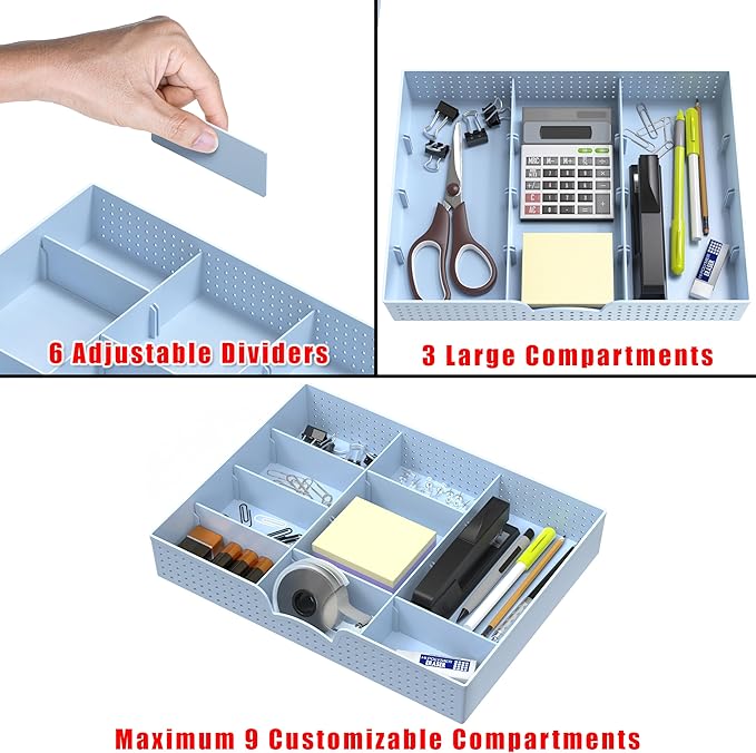 Simple Houseware Drawer Organizer Tray, 9 Adjustable Compartments, and Craft - Image 3