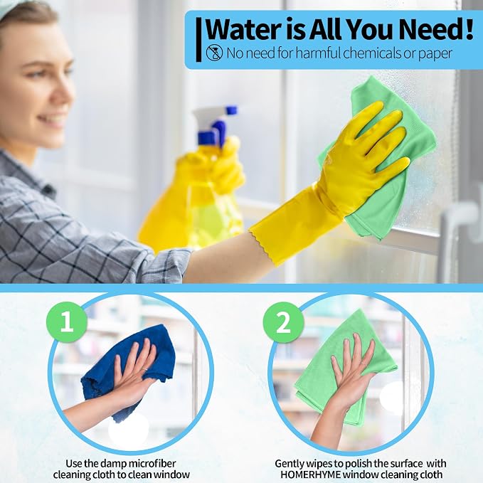 Microfiber Cleaning Cloth, 12 Pack Window Glasses Cleaning Cloth, Reusable - Image 5
