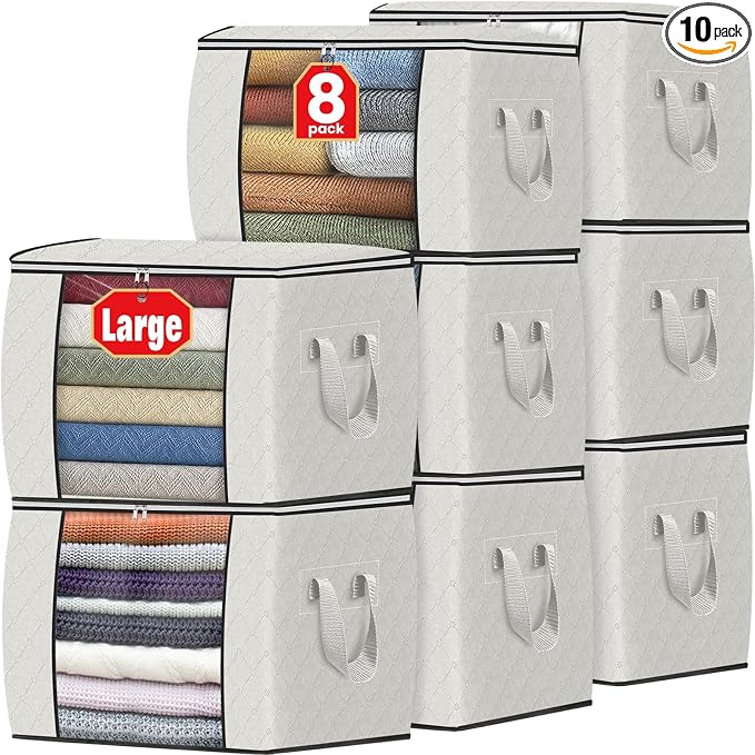 90L Clothes Storage, Foldable Thick Fabric Blanket Storage Bags | Foldable by Fabtotes