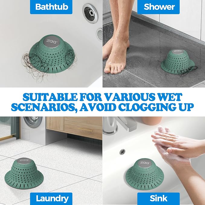 Bathtub Drain Strainer Silicone Bathroom Stopper Fixture Accessories | Gray - Image 2