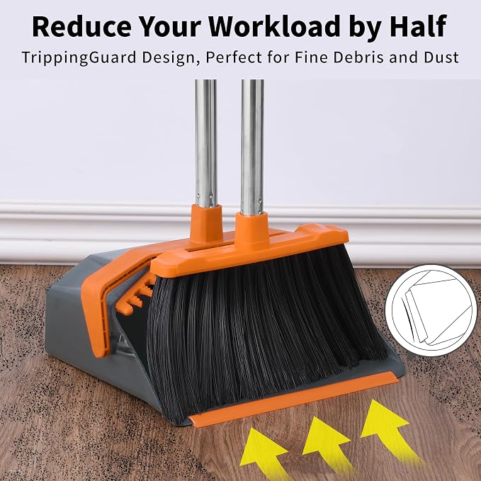 Broom and Dustpan Set for Home, ZeroGap Lip, Upright Storage Broom Combo for - Image 6