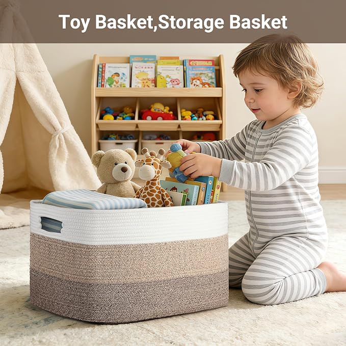 75L Laundry Basket Hamper, Gradient Brown/White - Image 4