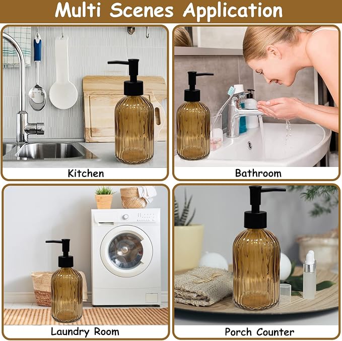 YYTSGG Brown Glass Soap Dispenser Set - Image 5
