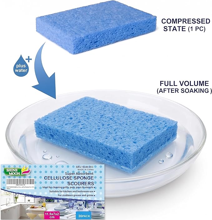 36 Pk Pop-Up Compressed Cellulose Kitchen Sponges | Non Scratch, Dish - Image 4