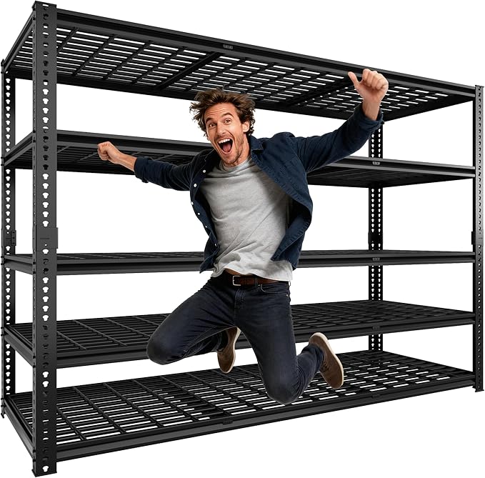 60" W x 24" D x 72" H Garage Shelving Heavy Duty Metal Shelving 3030LBS Storage Shelves Adjustable Metal Shelves for Storage Industrial Garage Shelves for Warehouse Basement