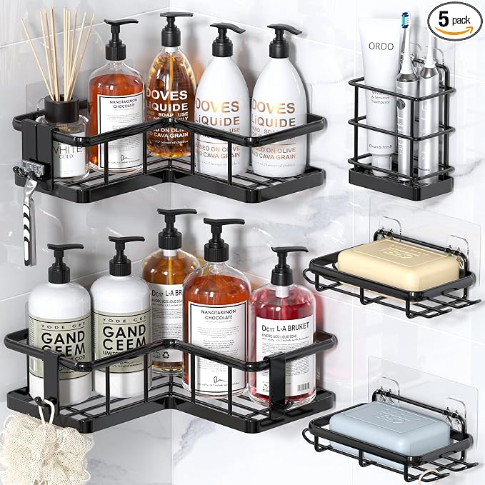 YASONIC Corner Shower Caddy Adhesive, 100% Rustproof Shower Organizer by YASONIC