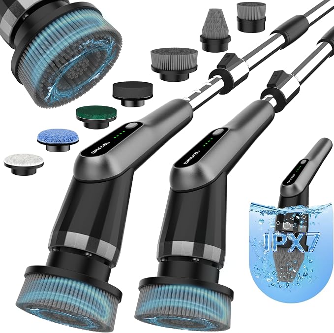 Dreazu Pro Electric Spin Scrubber, 10-in-1 Shower Scrubber & Retractable Long by Dreazu