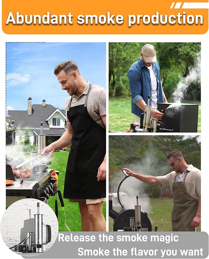 Cold Smoke Generator for Any Grill - 304 Stainless Steel Smoker Tube, Double Tube to Cut Tar for Non-Greasy Taste, Anti-Scald Handle, Camping/Backyard BBQ, Savor Rich Clean Flavor Easily
