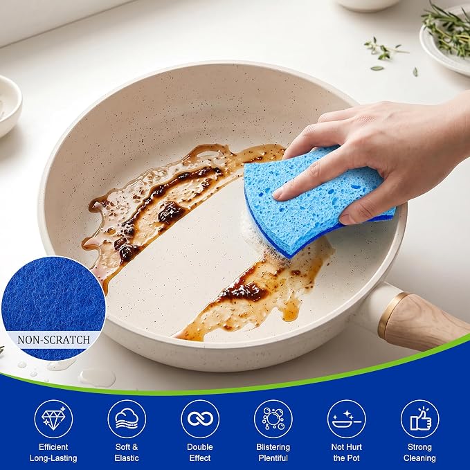 LILAC Non Scratch Sponges, Natural Cellulose Scrub Sponge - Image 2