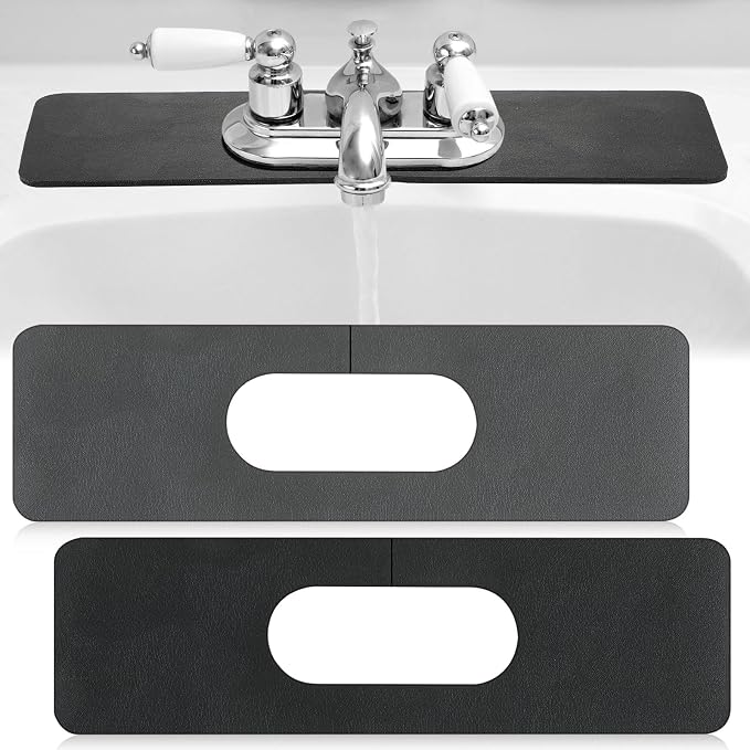 Tioncy 2 Pcs Faucet Mat Sink Splash Guard Oval-hole Oval Splash Pad by Tioncy