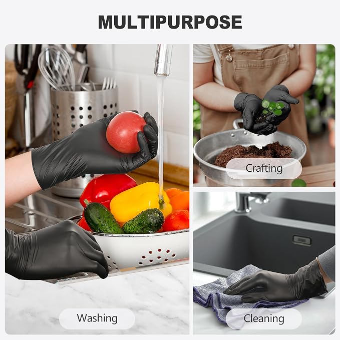 Black Vinyl Gloves, Food Grade Gloves Disposable Latex Free | Powder Free - Image 4