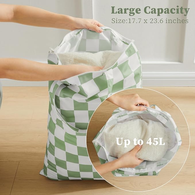 Ohocut Checkered 2 Pcs Large Travel Laundry Bags - Image 6