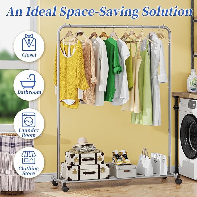 Simple Trending Clothes Clothing Garment Rack, Clothes Organizer, 360° Lockable - Image 4