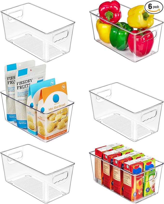 Vtopmart 6 Pack Clear Storage Bins, Pantry Storage Bins by Vtopmart