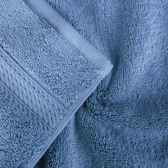 SUPERIOR Egyptian Cotton Ultra Plush & Absorbent, 8 Piece Set, Denim Blue | - Image 6