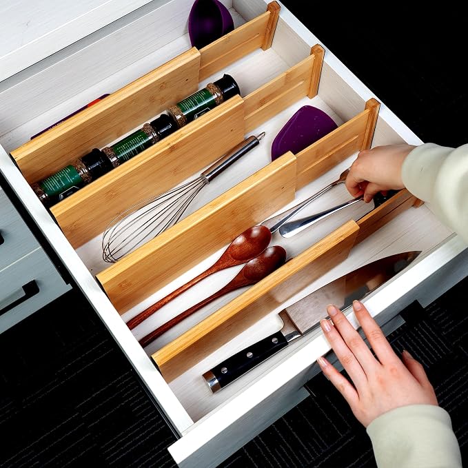 Utoplike Bamboo Drawer Organizer, in Kitchen, Bedroom Drawer, Fit 14"-16" - Image 5