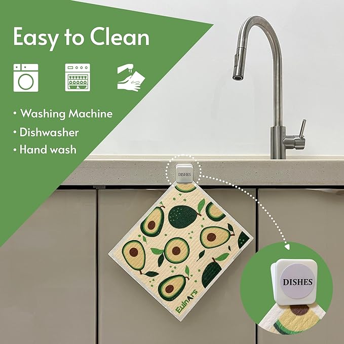Eulnars Swedish Dishcloths for Kitchen, 8 Pack Reusable Paper Towels - Image 2