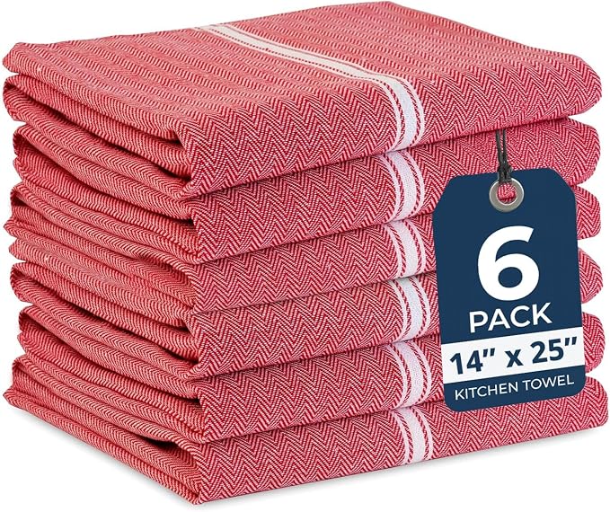 LANE LINEN Dish Drying Towels 100% Cotton Absorbent Lint-Free 6 Pack by LaneLinen