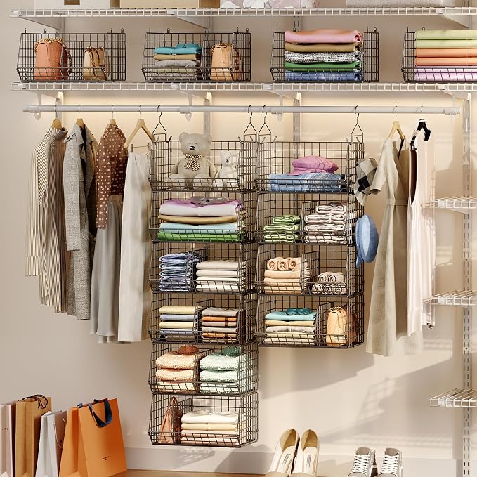 Jautokerdar 6 Tier Extra Large Hanging Storage Organizer, Hanging Closet Shelves - Image 3