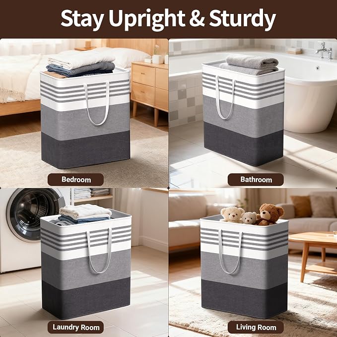 WOWBOX 2 Pack Laundry Baskets, Collapsible Dirty Clothes Laundry Hampers - Image 6