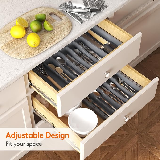 Lifewit Extra Large Silverware Drawer Organizer, Expandable Utensil Tray | BPA - Image 8