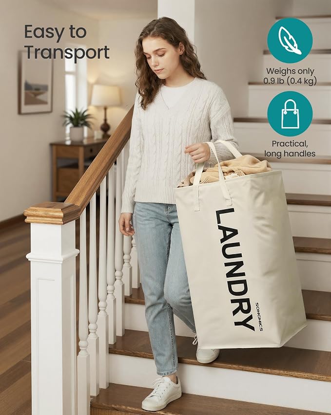 SONGMICS Laundry Hamper, 80L Foldable Basket, 2 Pack, Water-Repellent - Image 4