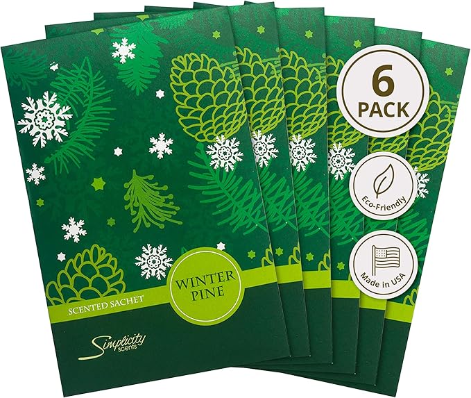 Simplicity Scents Winter Pine Scented Sachets Pack of 6, Fall & Winter by FloralSimplicity