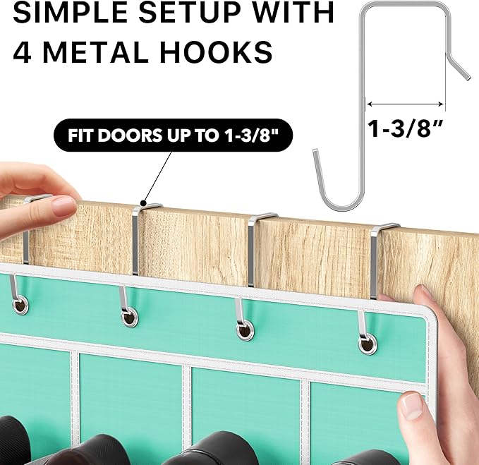 Simple Houseware 24 Pockets Clear Over the Door Shoe Organizer, Turquoise | 64" - Image 4