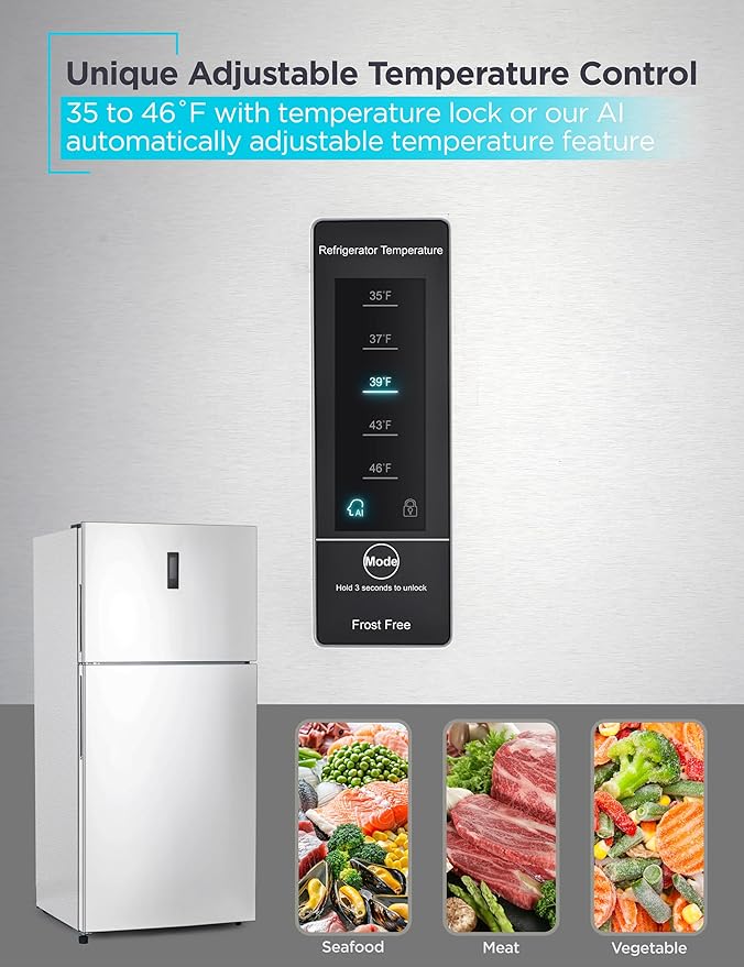 BLACK+DECKER 16.4 Cu. Ft. Top Mount Refrigerator with Freezer, 2 Door Refrigerator with Top Freezer and Separate Temperature Controls, Auto Defrost, BR1640KW, White