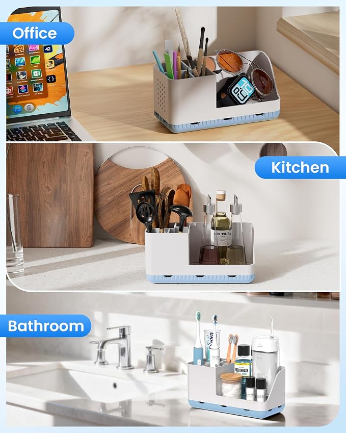 Toothbrush Holder Bathroom Counter Organizer & Storage Detachable | Anti-Slip - Image 7