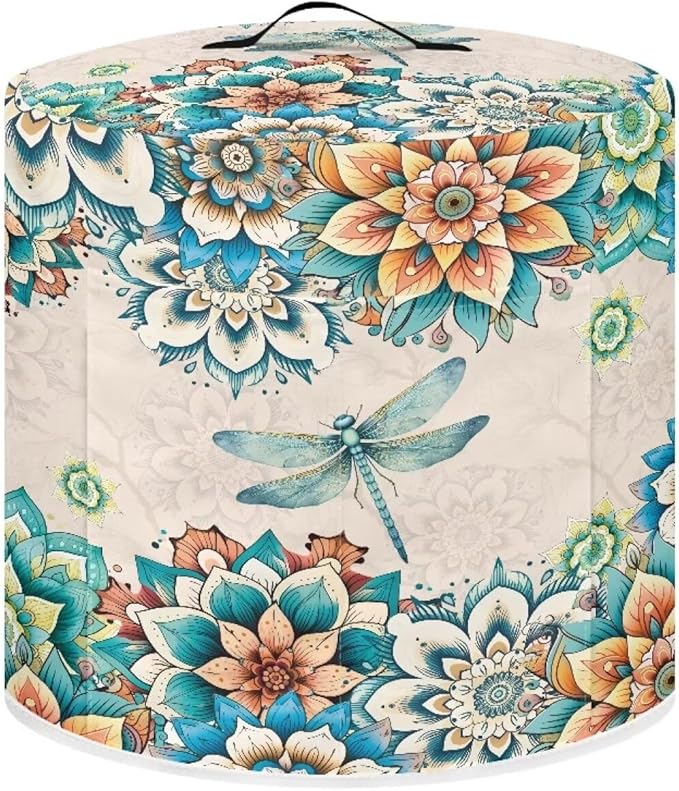 Flower Dragonfly Dust Cover for 6 Quart Instant Pot and Extra Accessories, Dust Proof Easy to Clean Pressure Cooker Cover Electric Appliance Cover Air Fryer Accessories with Pocket