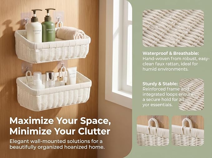Wicker Hanging Baksets, Plastic Organizer - Image 3