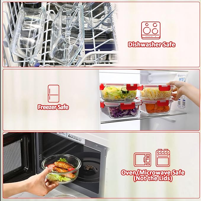 M MCIRCO 30 Piece Extra Large Glass Food Storage Containers - Image 4