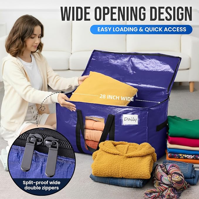 TAILI 8 Pack Dark Blue XXL Moving Bags, Storage Bags - Image 4