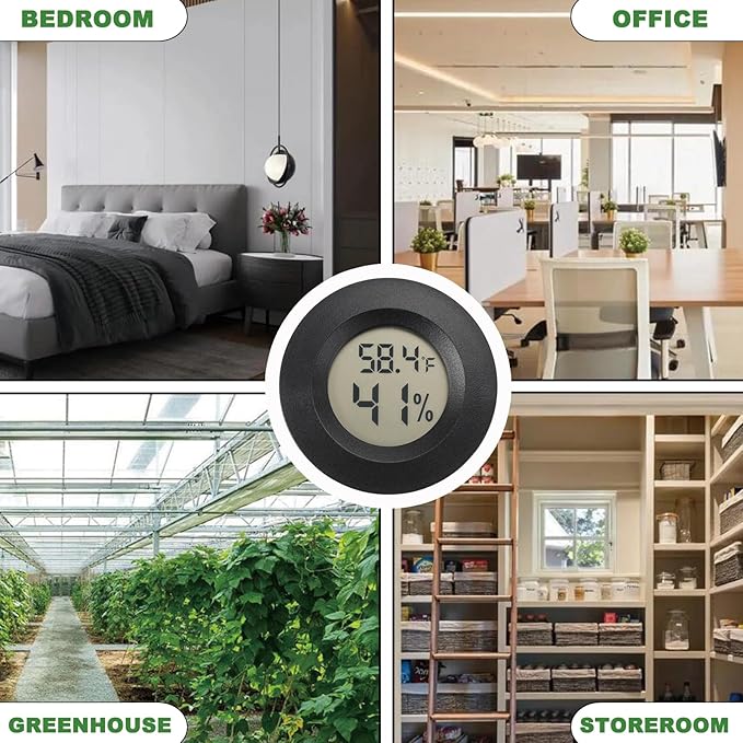 Mini Hygrometer Digital Thermometer Humidity Meter Hygrometer Thermometers Indoor/Outdoor Humidity Monitor Reptile Thermometer for Greenhouse Garden Cellar Fahrenheit(℉)/ Celsius(℃) 4 Pack