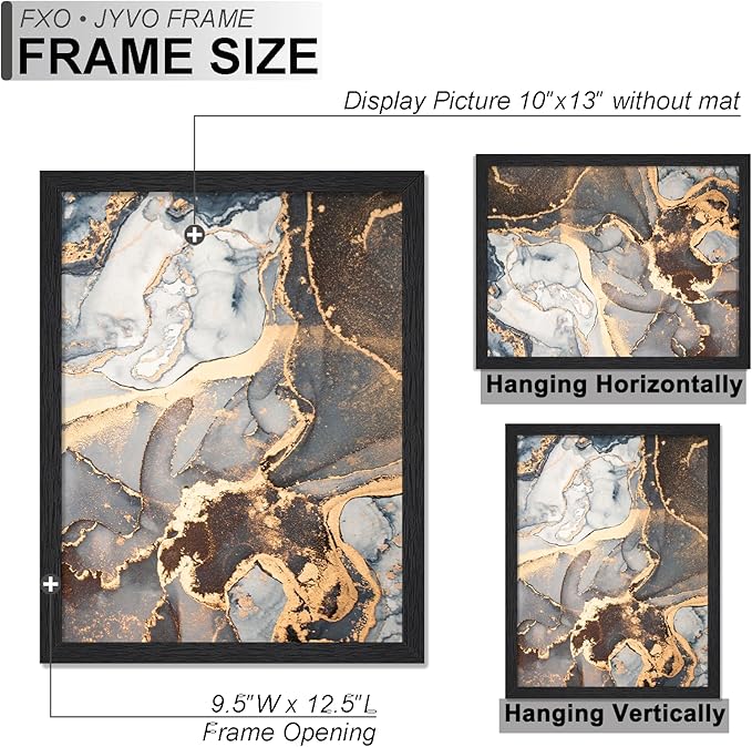 Engineered Wood 10x13 Picture Frame, Black Frame for 10 x 13 Inch Picture Poster Photo, Light Weight 10 by 13 Frame with Wood-grain for Wall - 1 Pack/Black/10 x13