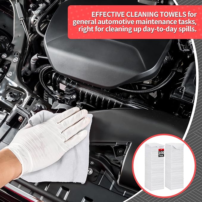 White Microfiber Cleaning Cloths, 100 Pack Shop Towels Rags, Bulk Absorbent - Image 4
