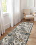 Lahome Moroccan Kitchen Runner Rug, 2'5''x8' Ultra-Thin Soft Washable Runner Oriental Non-Slip Hallway Rug Indoor Throw Carpet for Entryway Bedroom Laundry Room Foyer, Grey