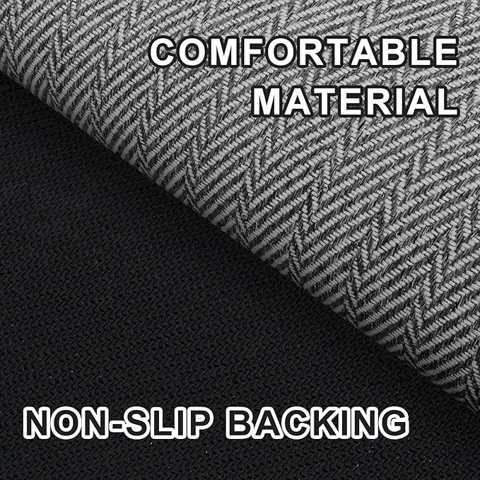 Ultra Thin Door Mat Indoor Entrance 36"x59", Low-Profile Indoor Door Mat, Large Non Slip Entry Mat Rubber Backing Unique Herringbone Design Inside Doormat Dirt Trapper Entryway Mats, Grey
