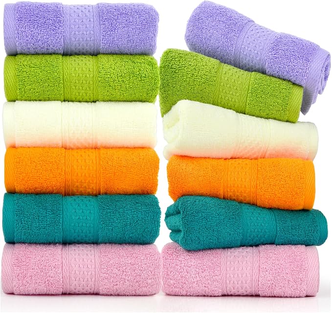 Cleanbear Hand Towels 12 Pack 6 Colors by Cleanbear