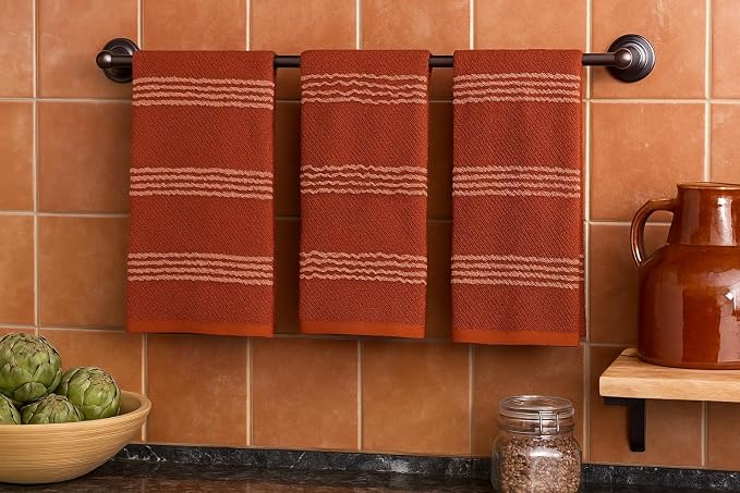 Terracotta Orange Rust Kitchen Dish Towels, 100% Cotton - Image 7
