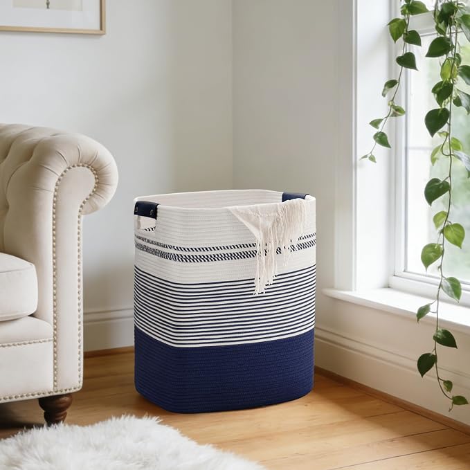 85L Tall Woven Laundry Basket Hamper - Image 7